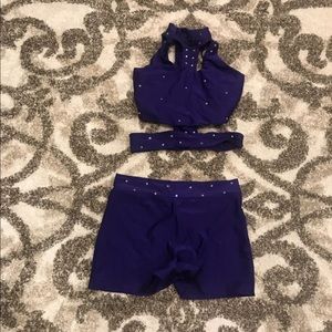 Purple two piece dance costume